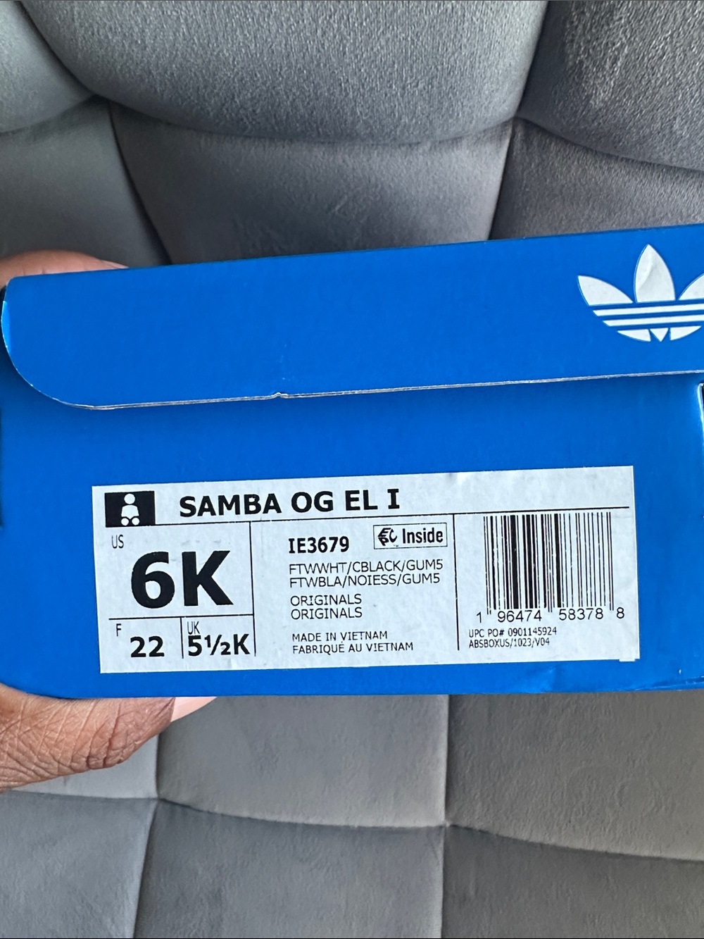 adidas Kids Samba Sneakers in White and Black with Gum Sole - Picture 2 of 13
